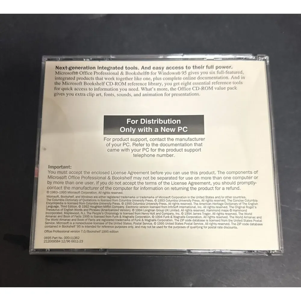 Microsoft Office Professional Version 7.0 & Bookshelf 1995 Edition Windows OEM